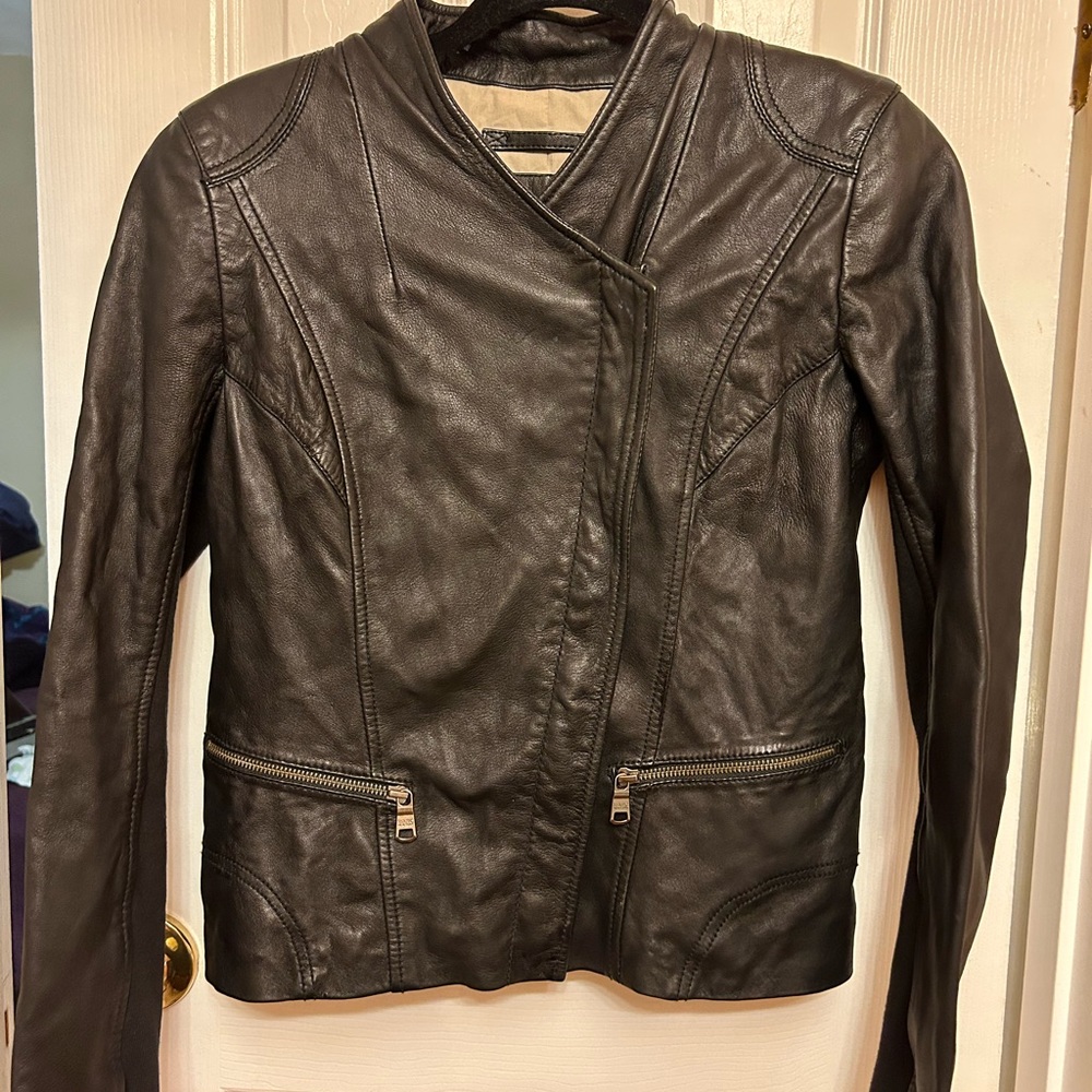 Mark New York, black women’s leather jacket, used but great condition zip up.